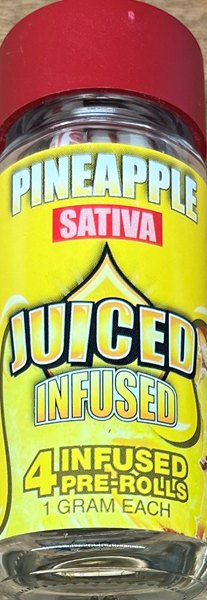 A four-pack jar of Juiced infused pineapple pre-rolls from the TOKE It Up menu
