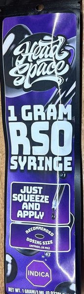 A one-gram RSO syringe from the TOKE It Up sublingual shelf